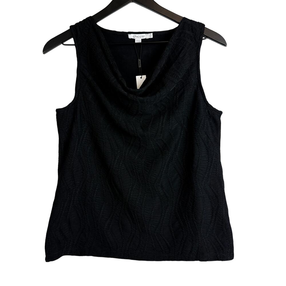 NWT Chico’s Tank Top Knit Black Cowl Neck $69.50 - 0 Small